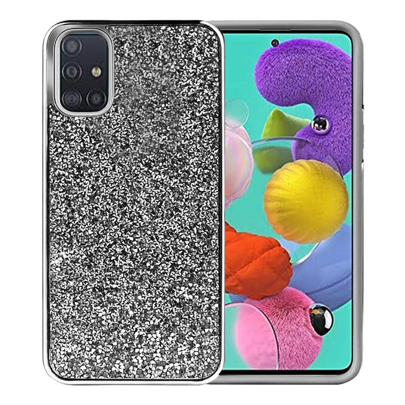 For Samsung Galaxy A51 4G Deluxe Diamond Bling Glitter Case Cover - Black