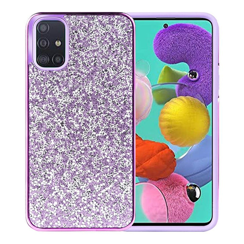 For Samsung Galaxy A51 4G Deluxe Diamond Bling Glitter Case Cover - Purple