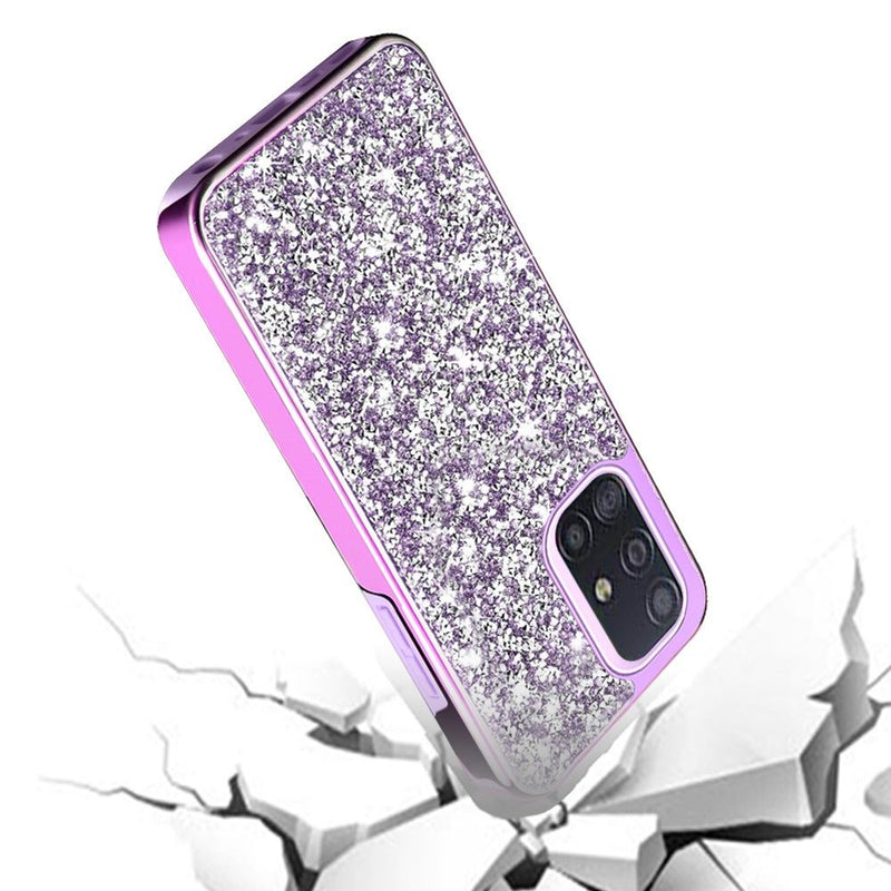 For Samsung Galaxy A51 4G Deluxe Diamond Bling Glitter Case Cover - Purple