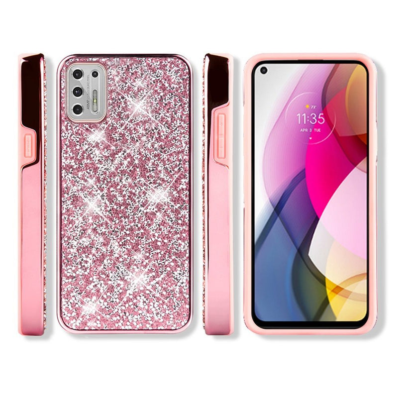 For Moto G Stylus 2021 Deluxe Diamond Bling Glitter Case Cover - Pink