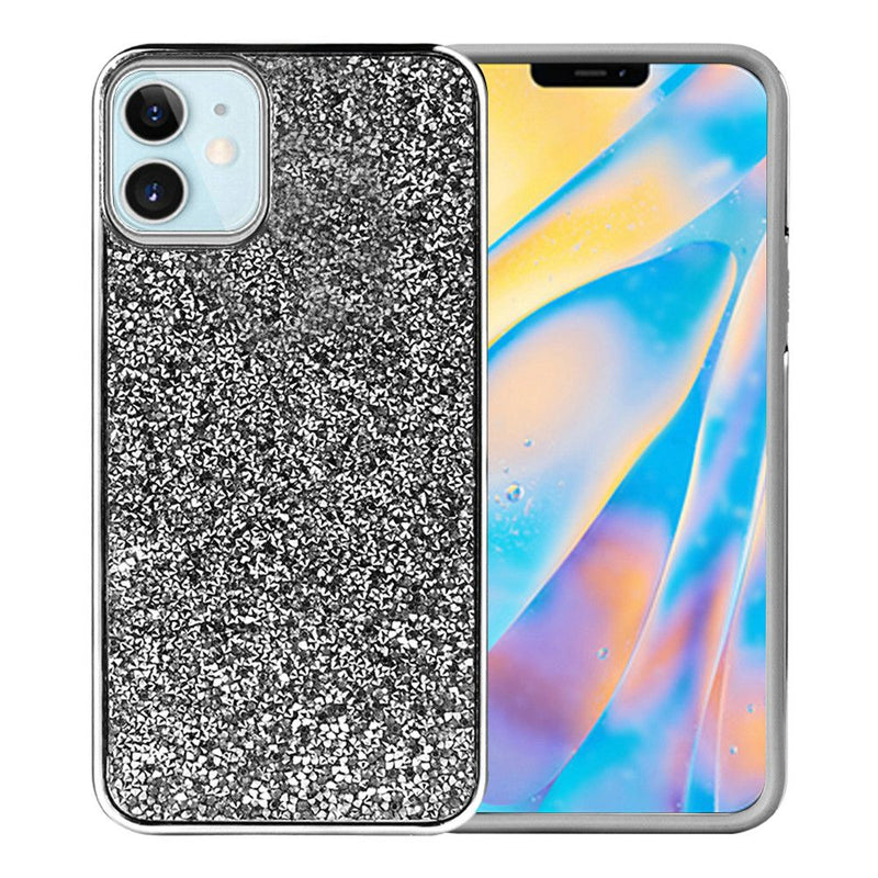 For iPhone 12 Mini 5.4 Deluxe Glitter Diamond Case Cover - Black