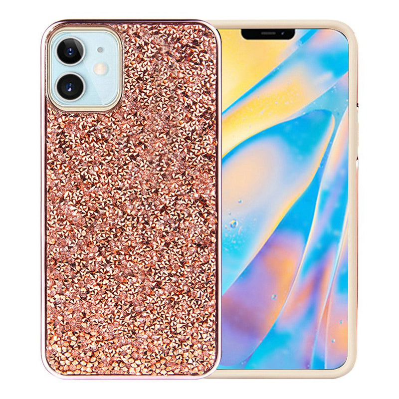 For iPhone 12 Mini 5.4 Deluxe Glitter Diamond Case Cover - Rose Gold