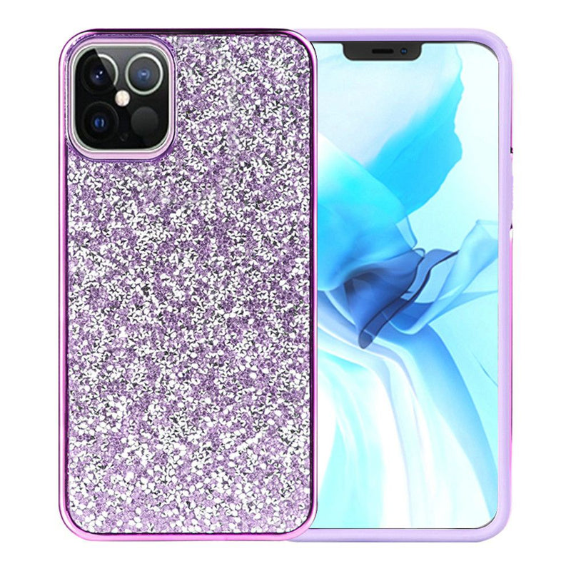 For iPhone 12/Pro (6.1 Only) Deluxe Diamond Bling Glitter Case Cover - Purple