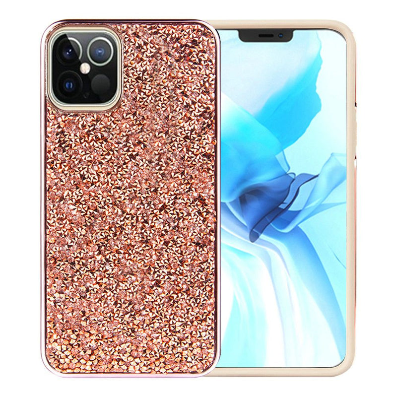 For iPhone 12/Pro (6.1 Only) Deluxe Diamond Bling Glitter Case Cover - Rose Gold