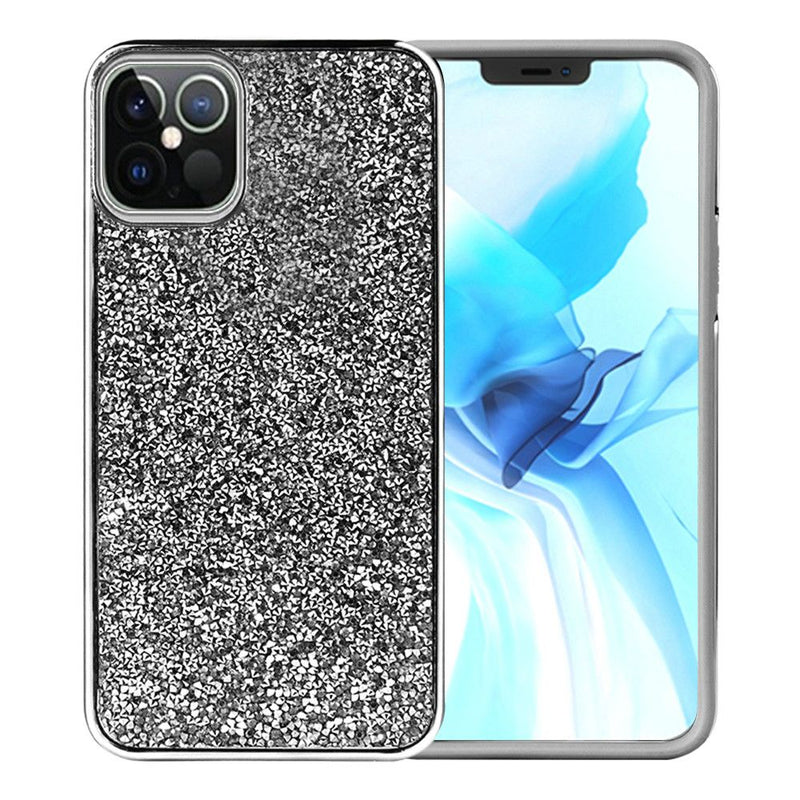 For iPhone 12 Pro Max 6.7 Deluxe Glitter Diamond Case Cover - Black