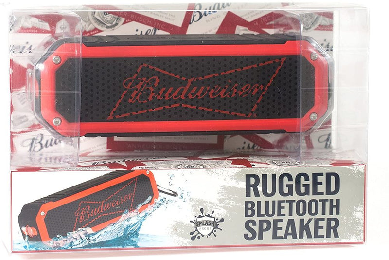 Budweiser Rugged Bluetooth Speaker, Wireless Shock Proof LED Flashlight Audio Sound Stereo Music Player (Water Resistant) Bluetooth Ultra Grip Portable Travel Speaker- Budweiser Red