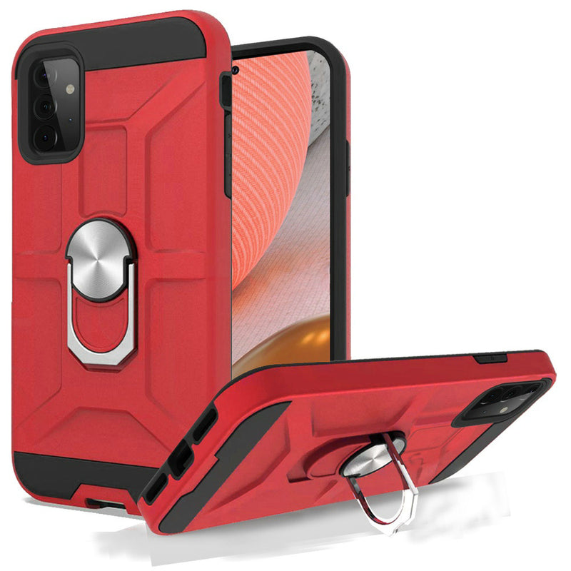 For Samsung Galaxy A72 5G Dynamic Magnetic Ring Kickstand Cover Case - Red