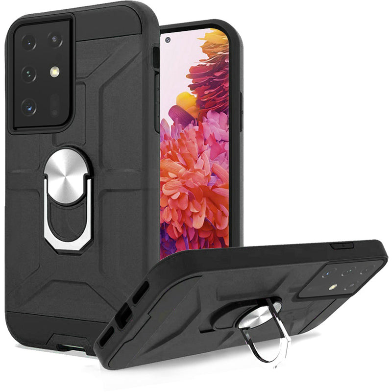 For Samsung Galaxy s21 Plus, s30 Plus Dynamic Magnetic RingStand Cover Case - Black