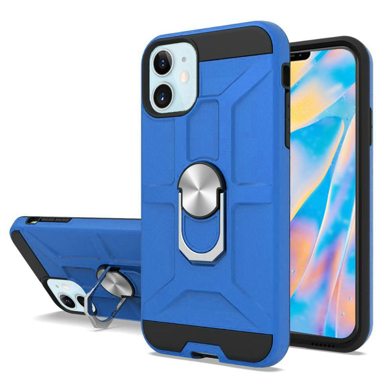 For iPhone 12 Mini 5.4 Dynamic Magnetic Ring Kickstand Cover Case - Dark Blue