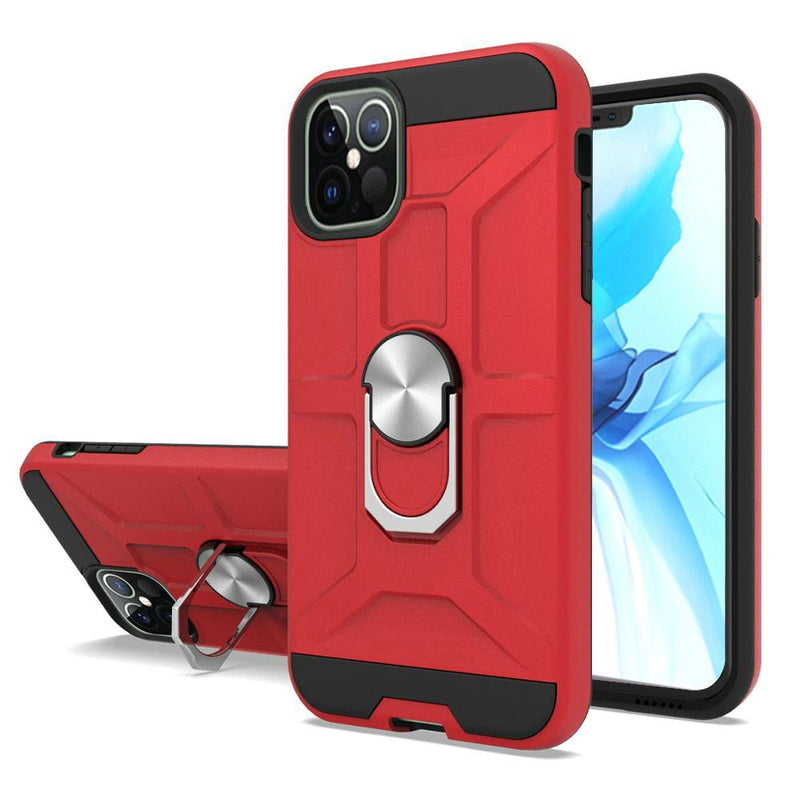 For iPhone 12/Pro (6.1 Only) Dynamic Magnetic Ring Kickstand Cover Case - Red