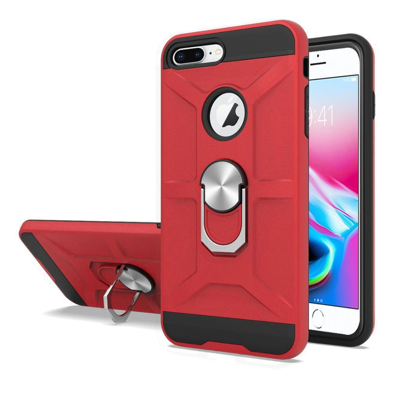 For Apple iPhone 8 Plus/7 Plus Dynamic Magnetic RingStand Cover Case - Red