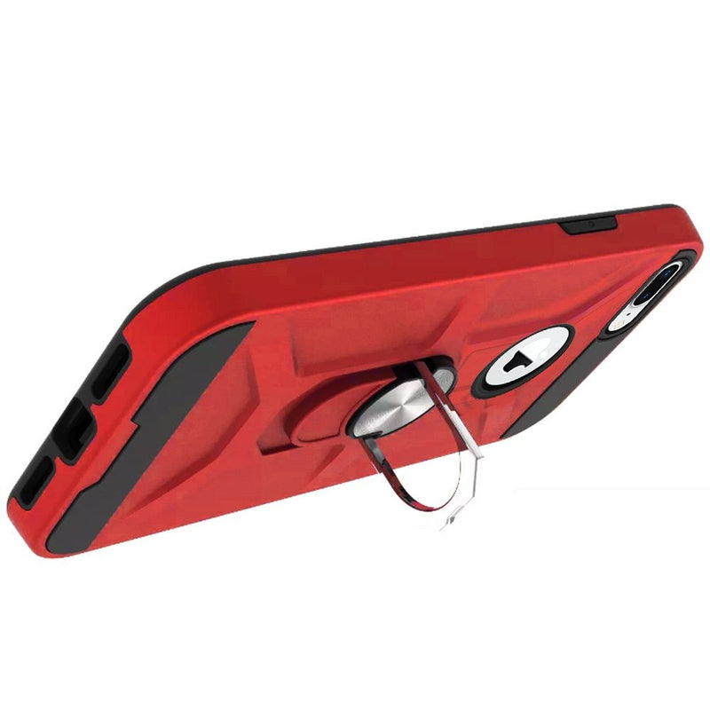 For Apple iPhone 8 Plus/7 Plus Dynamic Magnetic RingStand Cover Case - Red