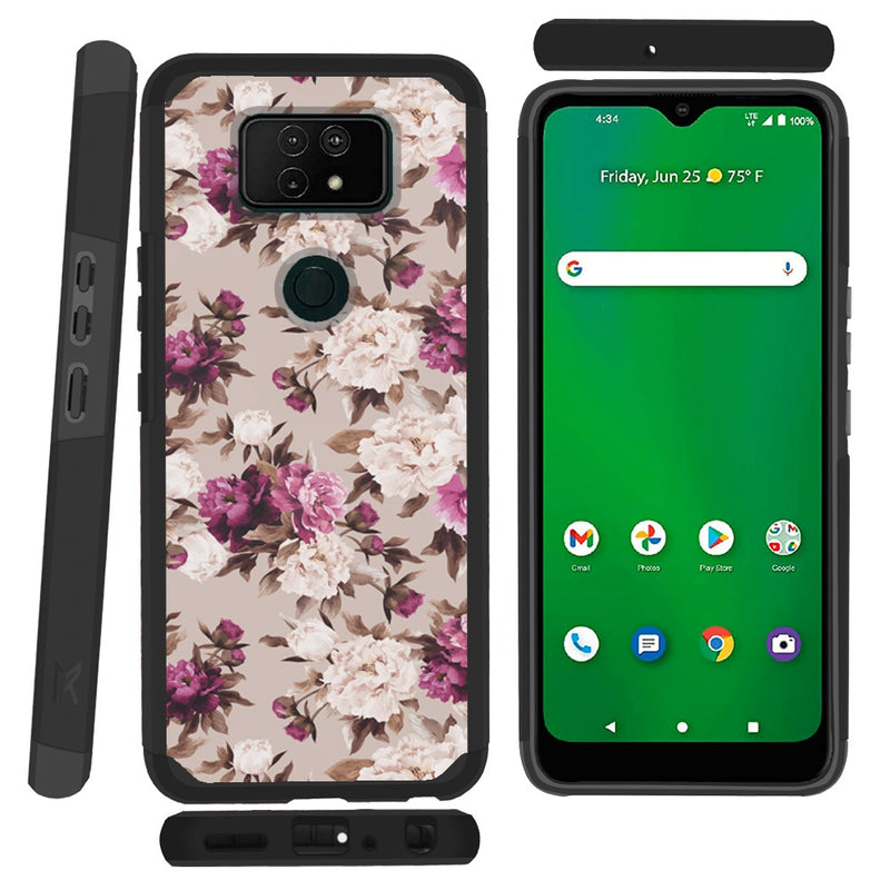 For Cricket Ovation 2 Premium Minimalistic Slim Tough ShockProof Hybrid Case Cover - Floral Bouquet