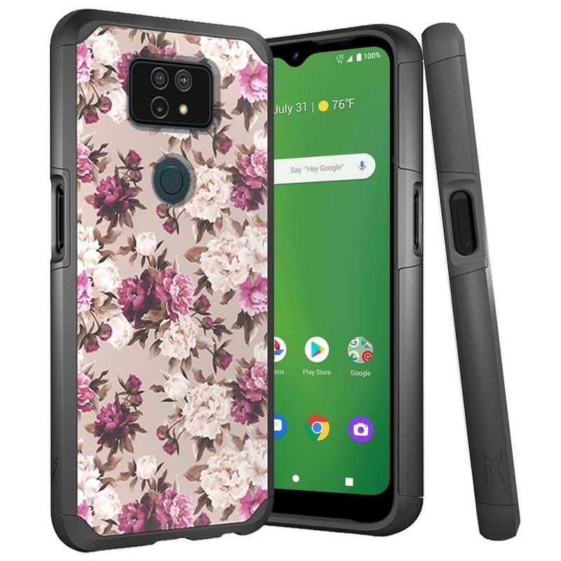 For Cricket Ovation 2 Premium Minimalistic Slim Tough ShockProof Hybrid Case Cover - Floral Bouquet