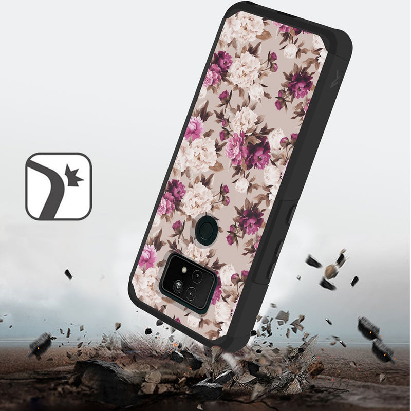 For Cricket Ovation 2 Premium Minimalistic Slim Tough ShockProof Hybrid Case Cover - Floral Bouquet