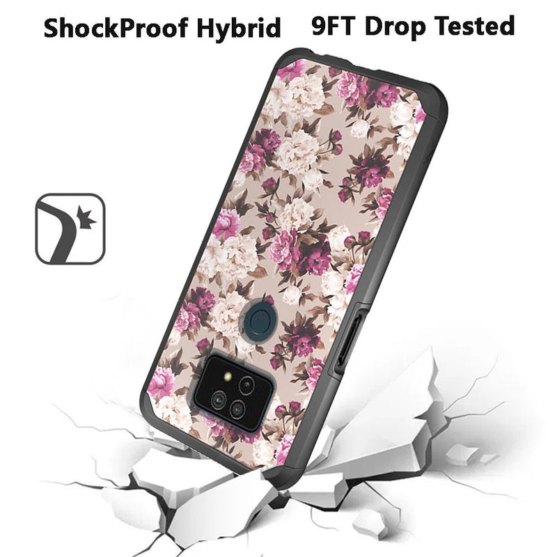 For Cricket Ovation 2 Premium Minimalistic Slim Tough ShockProof Hybrid Case Cover - Floral Bouquet