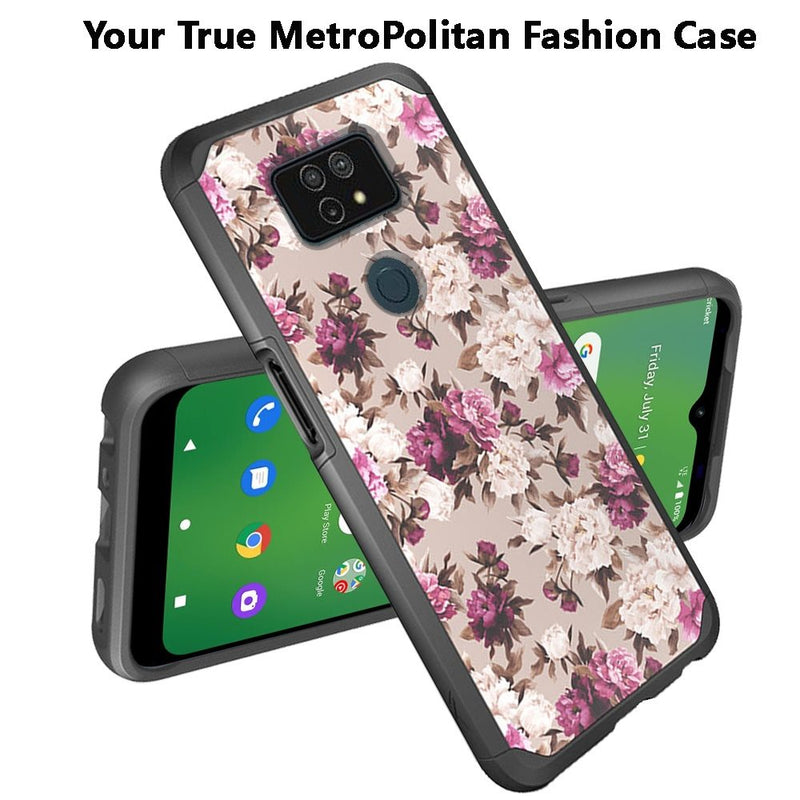 For Cricket Ovation 2 Premium Minimalistic Slim Tough ShockProof Hybrid Case Cover - Floral Bouquet