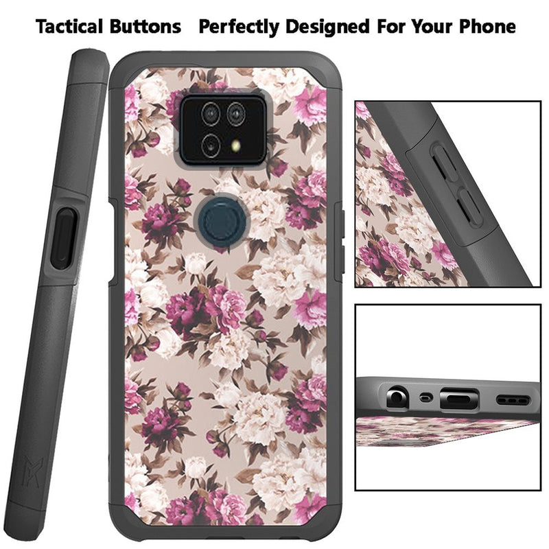 For Cricket Ovation 2 Premium Minimalistic Slim Tough ShockProof Hybrid Case Cover - Floral Bouquet