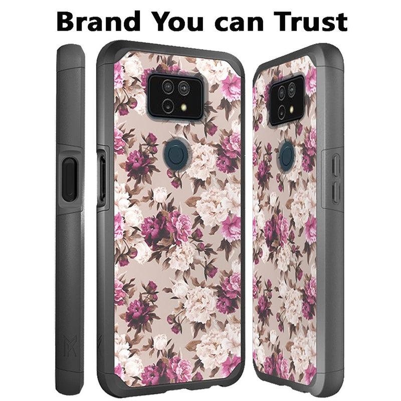 For Cricket Ovation 2 Premium Minimalistic Slim Tough ShockProof Hybrid Case Cover - Floral Bouquet