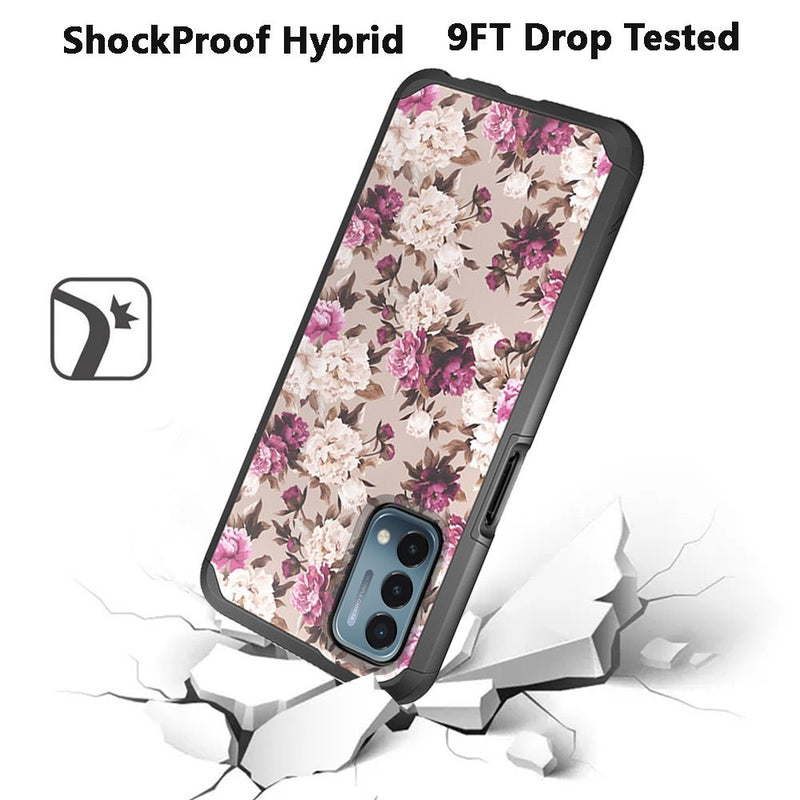 For Oneplus Nord N200 5G Premium Minimalistic Slim Tough ShockProof Hybrid Case Cover - Floral Bouquet