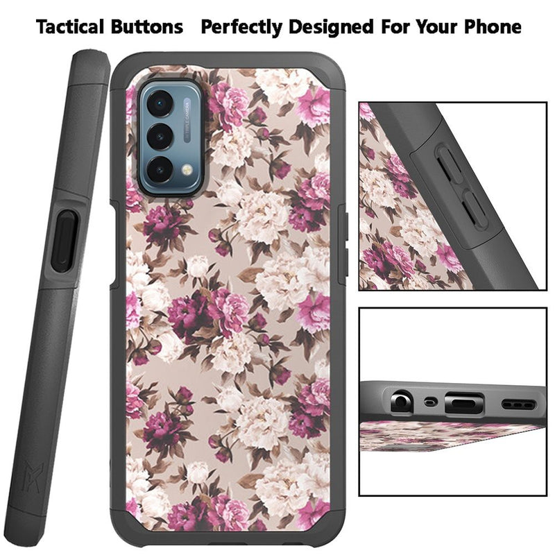 For Oneplus Nord N200 5G Premium Minimalistic Slim Tough ShockProof Hybrid Case Cover - Floral Bouquet