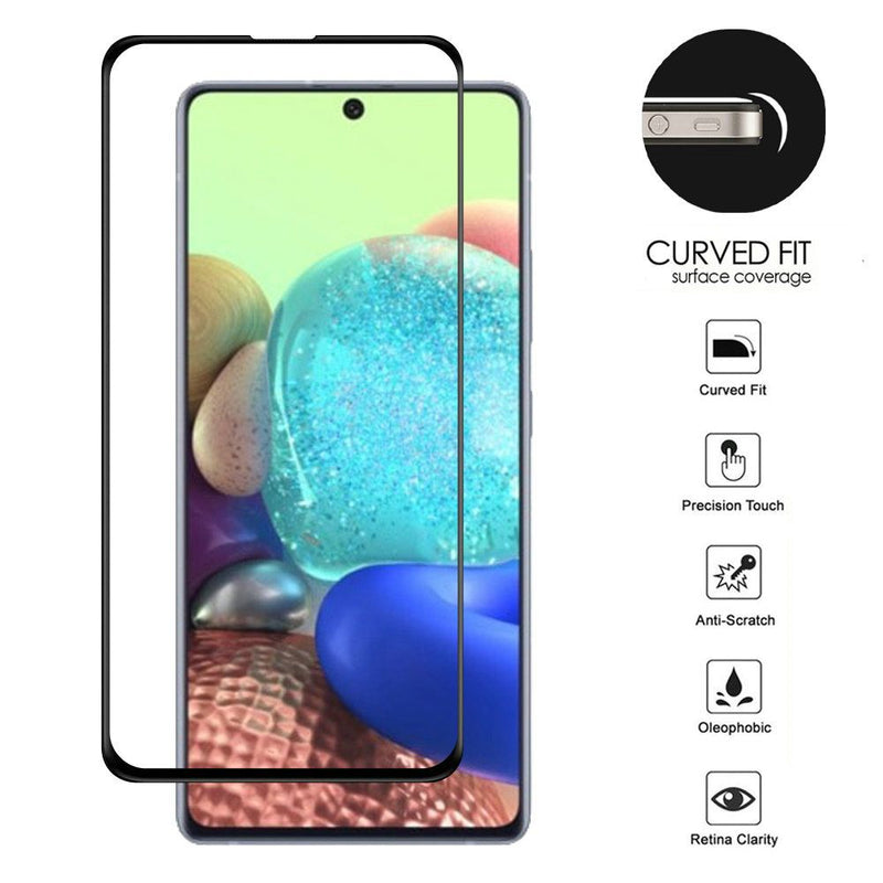 Premium AAA 2.5D 0.33mm Tempered Glass Clear Screen Protector for Samsung A71 - Black Edge