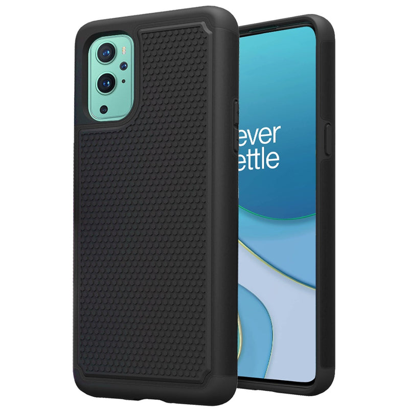 For OnePlus 9 Pro Rugged Tough Shockproof Hybrid Case Cover - Black PC + Black TPU