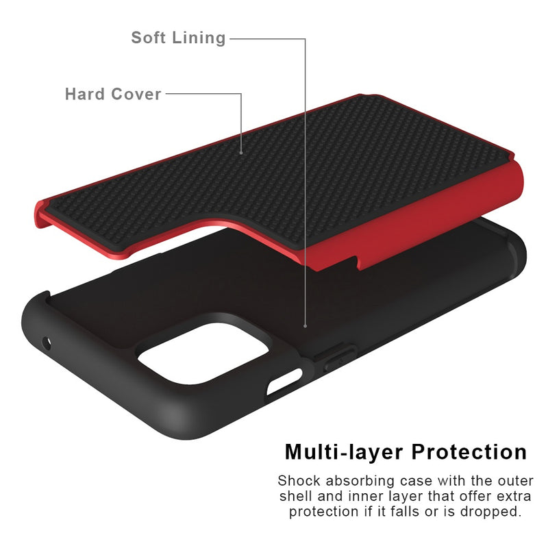 For OnePlus 9 Pro Rugged Tough Shockproof Hybrid Case Cover - Red PC + Black TPU