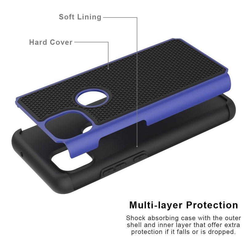 For Motorola Moto One 5G Ace Rugged Tough Shockproof Hybrid Case Cover - Blue PC + Black TPU