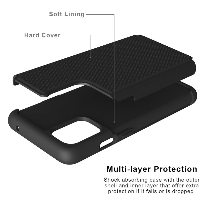 For OnePlus 9 Rugged Tough Shockproof Hybrid Case Cover - Black PC+Black TPU