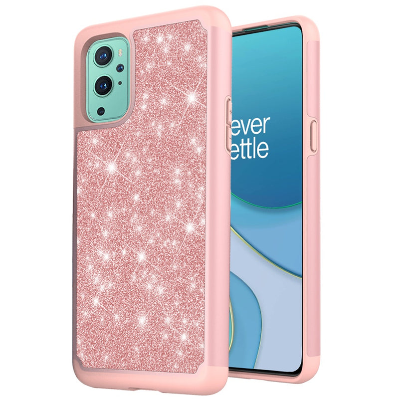 For OnePlus 9 Glitter Bling Shinny Hybrid Case Cover - Rose Gold/Rose Gold