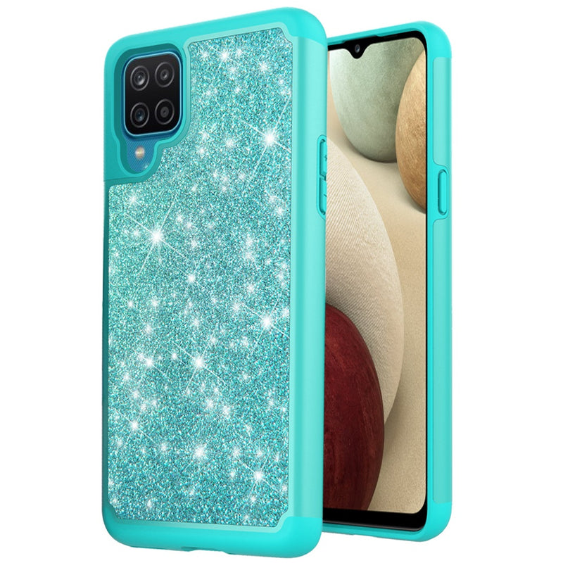 For LG K22 K32 5G Glitter Bling Shinny Hybrid Case Cover - Teal/Teal