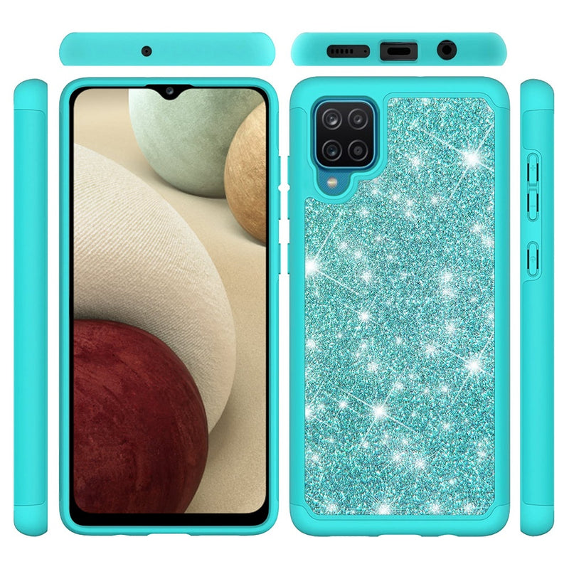 For LG K22 K32 5G Glitter Bling Shinny Hybrid Case Cover - Teal/Teal