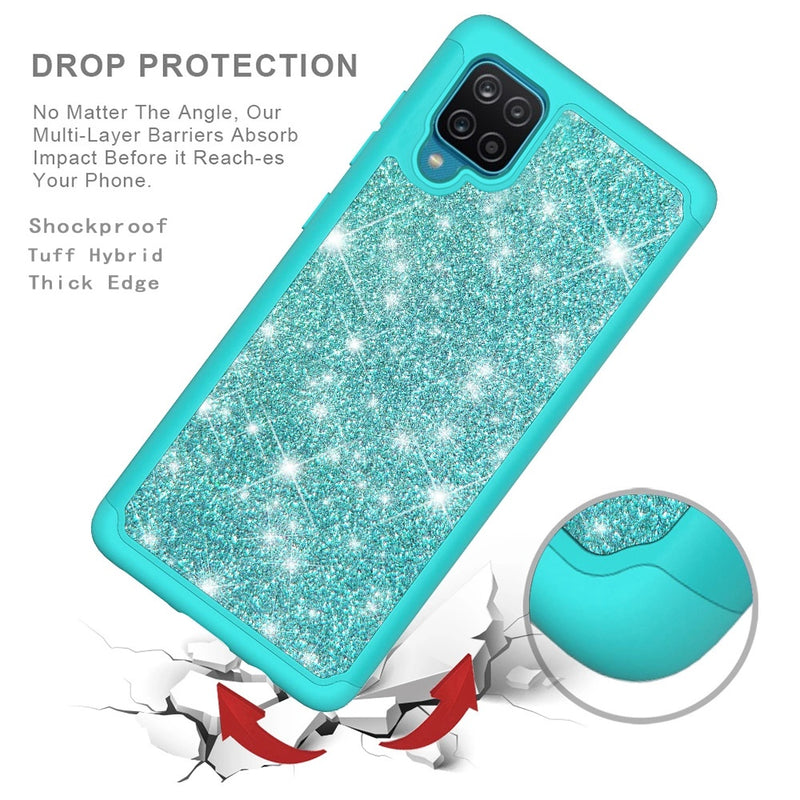 For LG K22 K32 5G Glitter Bling Shinny Hybrid Case Cover - Teal/Teal