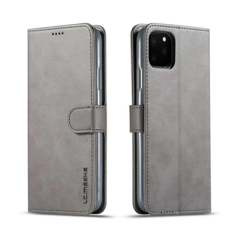 LC.IMEEKE PU Leather Wallet Case with Magnetic Flip Cover For iPhone 12 Mini (5.4") - Gray