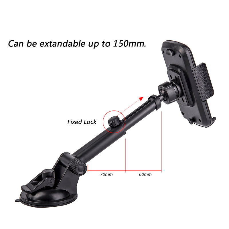 UNIVERSAL DASHBOARD / WINDSHIELD CELL PHONE CAR MOUNT PHONE HOLDER WITH ADJUSTABLE EXTENSION ARM