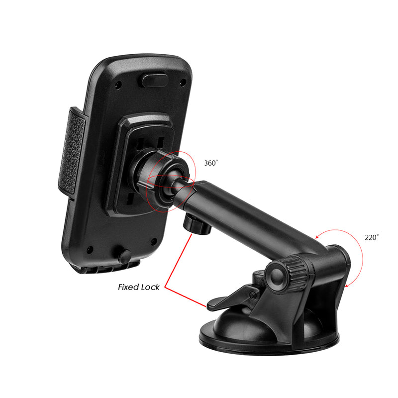 UNIVERSAL DASHBOARD / WINDSHIELD CELL PHONE CAR MOUNT PHONE HOLDER WITH ADJUSTABLE EXTENSION ARM