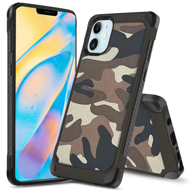 For iPhone 12 Mini 5.4 Premium Design Hybrid Case Cover - Camo/Black