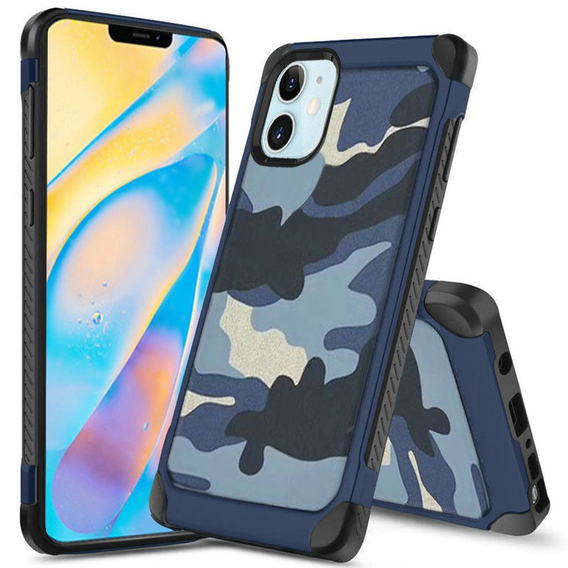 For iPhone 12 Mini 5.4 Design Dual-Layer Shockproof Case Cover - Camo/Blue