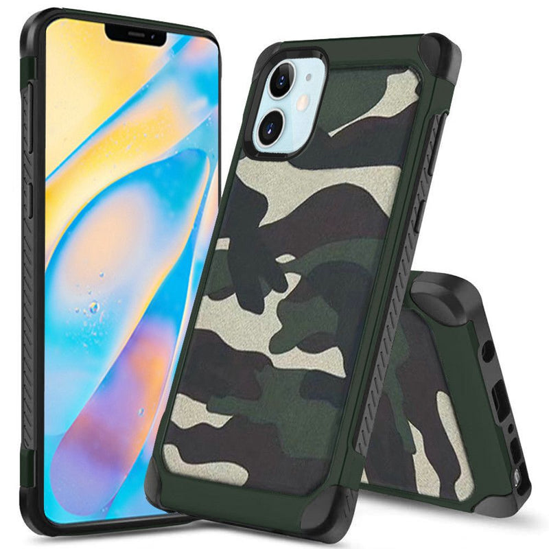 For iPhone 12 Mini 5.4 Premium Design Hybrid Case Cover - Camo/Green