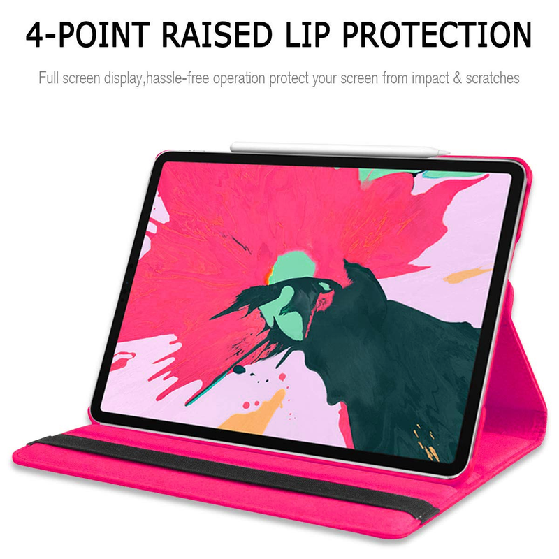 Rotating Case for iPad Air (3rd Gen) 10.5" (2019) / iPad Pro 10.5" (2017) 360 Degree with Adjustable Multiple Stand Smart Cover Case with Auto Sleep Wake - Hot Pink