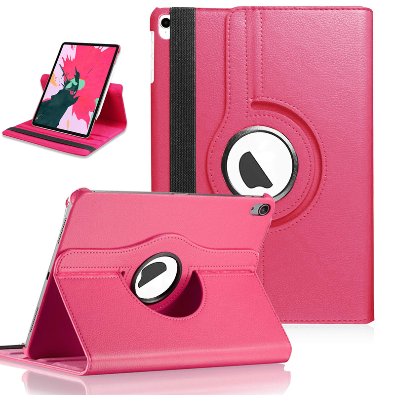 Rotating Case for iPad Pro 12.9 3rd Gen 2018 (Supports 2nd Gen Pencil Charging Mode) - 360 Degree Rotating Stand Protective Cover with Auto Sleep/Wake - Hot Pink