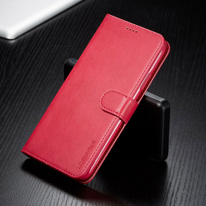 LC.IMEEKE PU Leather Wallet Case with Magnetic Flip Cover For Samsung A52 5G - Hot Pink