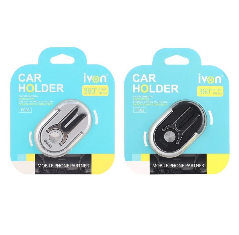iVON 360 Car Holder / Hand Holder / Kickstand FC01 - Black