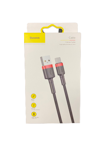 Baseus Cafule Cable Type-C to USB Fast Charge 2A 200cm (6 Ft) Black