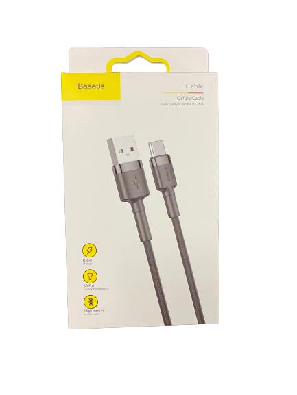 Baseus Cafule Cable Type-C to USB Fast Charge 2A 300cm (10 Ft) Gray