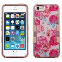 MyBat TUFF Krystal Gel Hybrid Protector Cover [Military-Grade Certified] for Apple iPhone 5s/5 / SE - Victorian Flower (Rose Gold) / Rose Gold