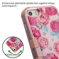 MyBat TUFF Krystal Gel Hybrid Protector Cover [Military-Grade Certified] for Apple iPhone 5s/5 / SE - Victorian Flower (Rose Gold) / Rose Gold