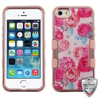 MyBat TUFF Krystal Gel Hybrid Protector Cover [Military-Grade Certified] for Apple iPhone 5s/5 / SE - Victorian Flower (Rose Gold) / Rose Gold