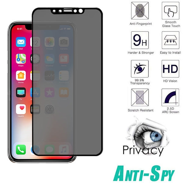 Premium AAA Full Cover Light Privacy Tempered Glass Screen Protector for Apple iPhone X/XS/11 Pro - Black Edge (No package)